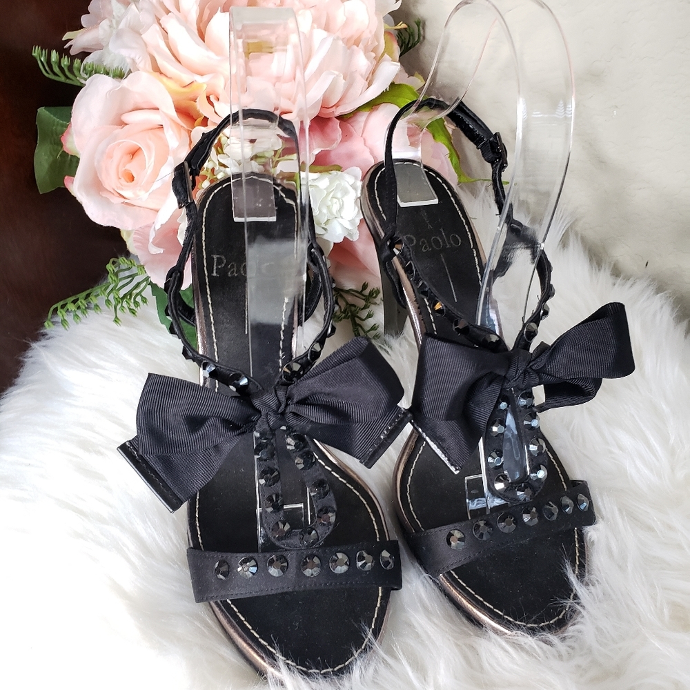 Paolo Rhinestone Bow Heels